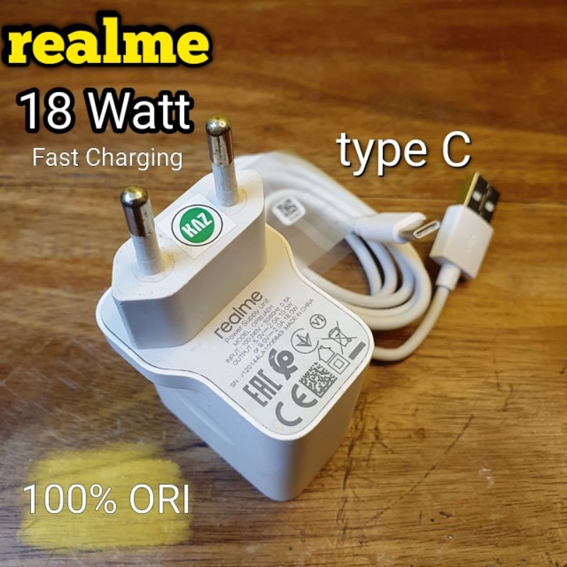 Charger Realme 18Watt Fast Charging Copotan HP ORIGINAL 100% c17 30A 50APrime 6i 7i 8i 5G C25 C25s C