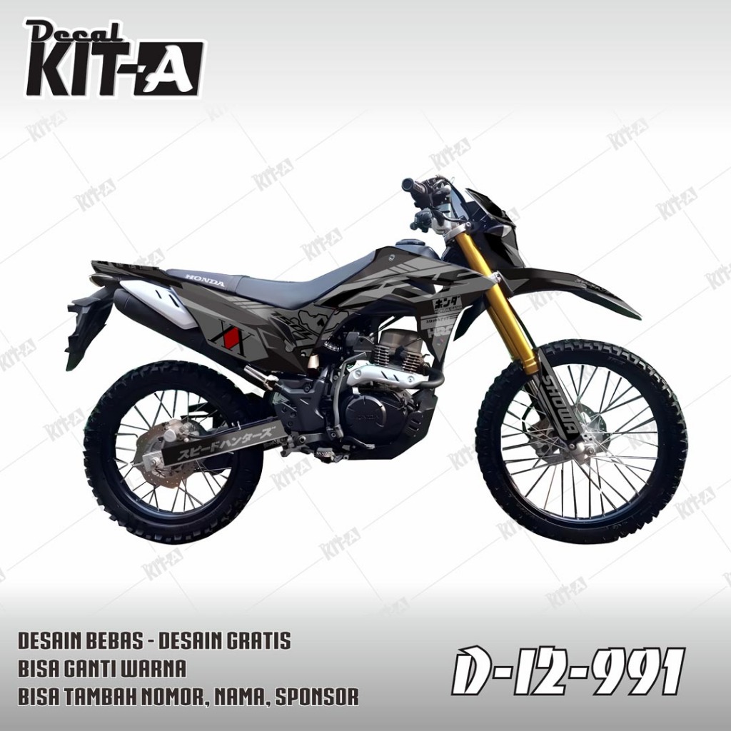 Decal CRF 150l Sticker Striping Stiker CRF 150 L Motif Hitam Abu Racing D-I2-991