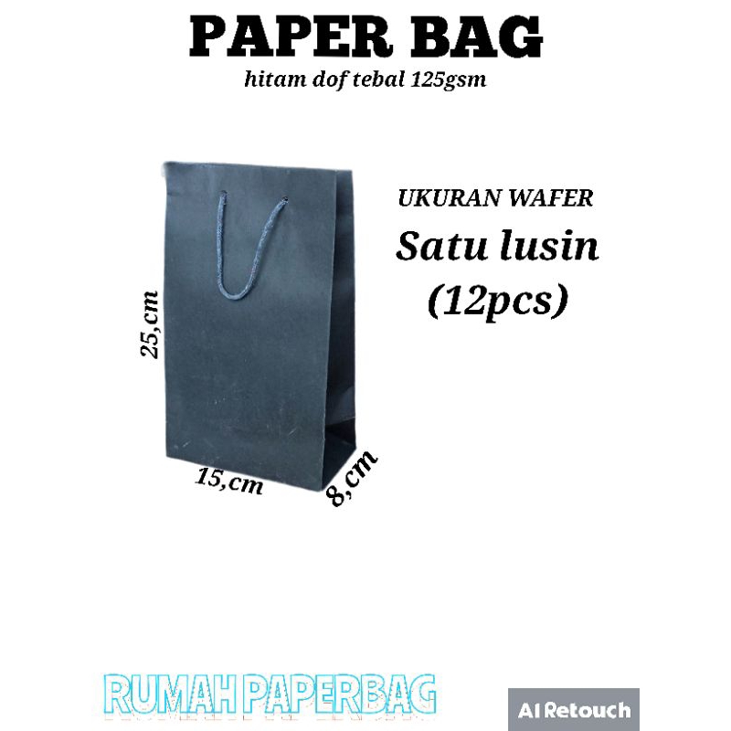 

paperbag hitam dof ukuran wafer 1lusin (12pcs)