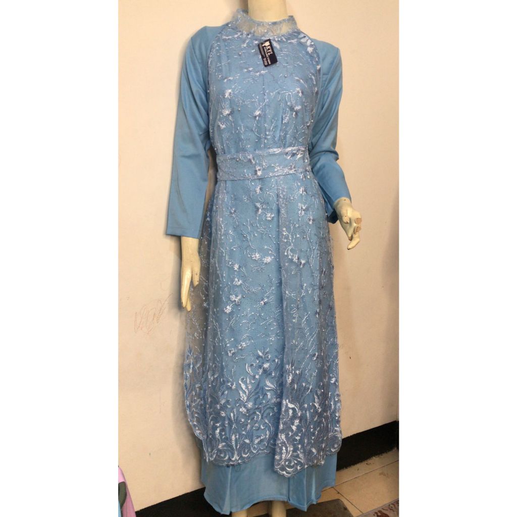 2IN1 THALITA DRESS INNER + OUTER BRUKAT TILLE PREMIUM / FREE BELT / SET GAMIS MAXI DRESS KONDANGAN P