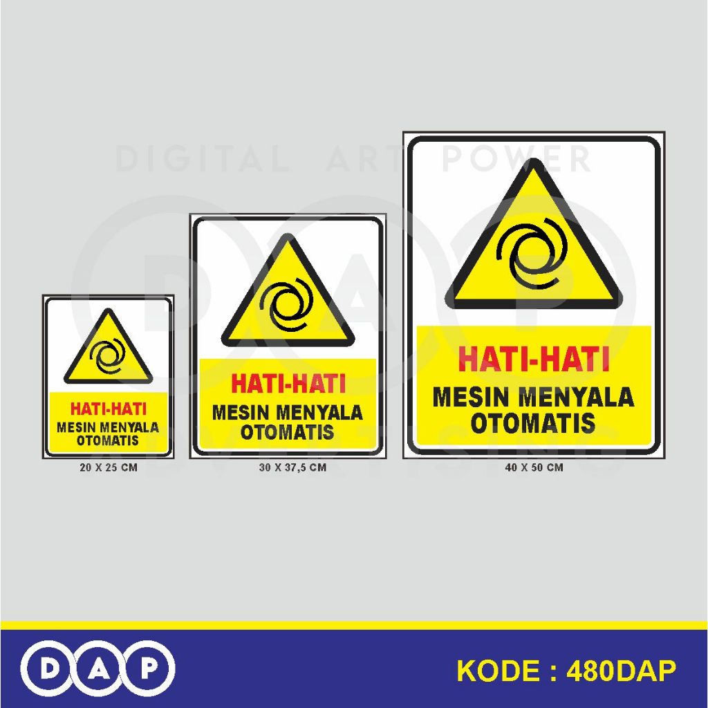 

480 - STIKER PERINGATAN MESIN MENYALA OTOMATIS - VINYL - TERBAIK