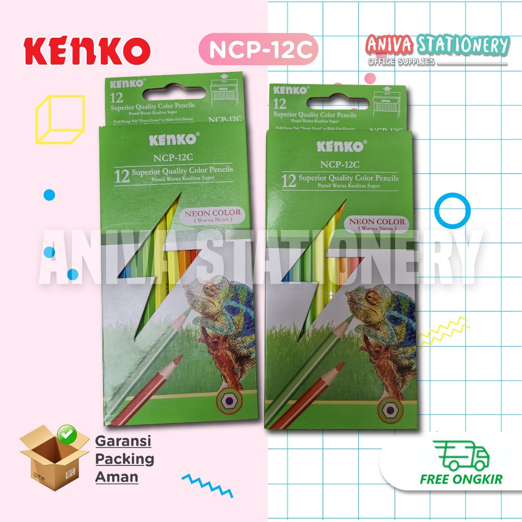 

KENKO SUPERIOR QUALITY NEON COLOR PENCILS 12 WARNA NCP-12C