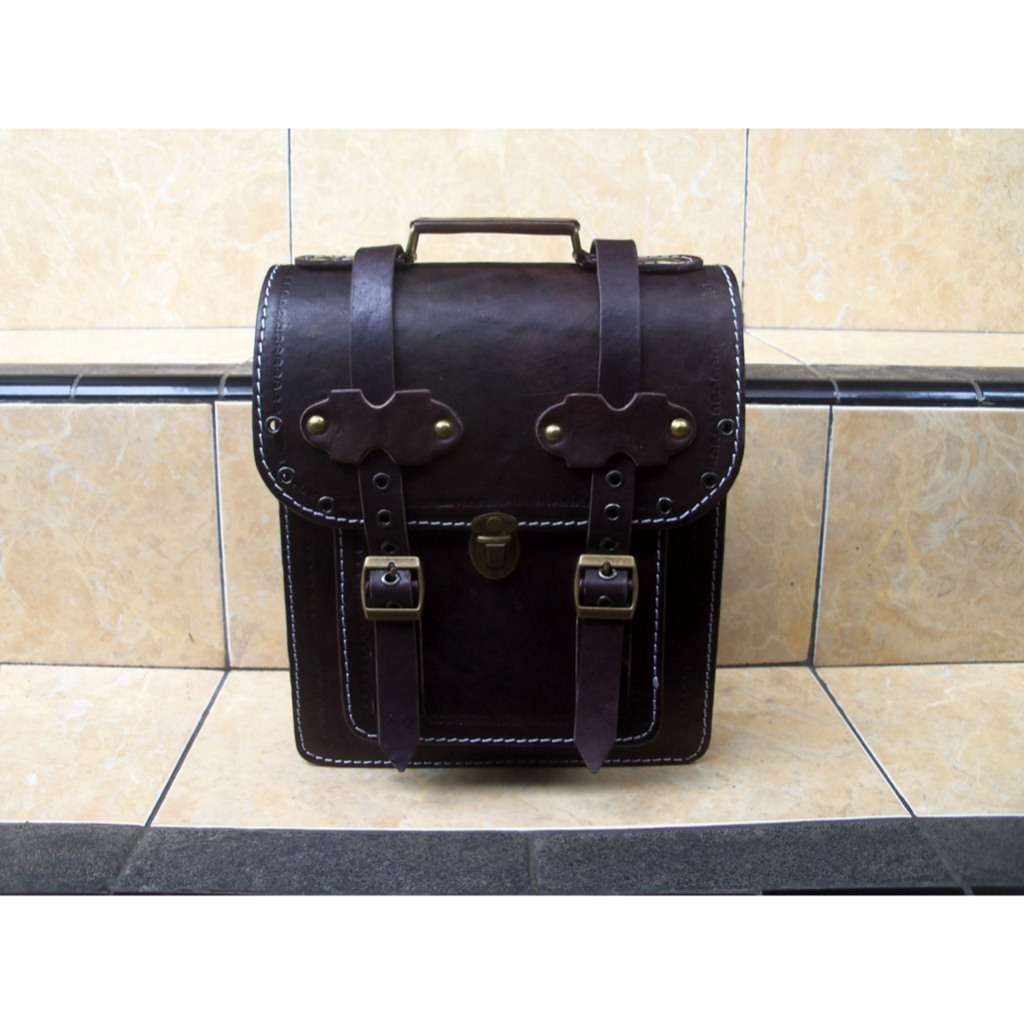 TAS ONTHEL - TAS SAMPING SEPEDA ONTHEL - TAS ONTHEL MODEL 2 SAKU - TAS BAGASI SEPEDA ONTHEL KULIT