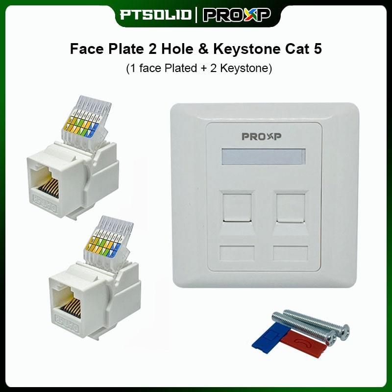 wall Proxp Face plate Socket Lan Modular jack RJ45 cat 5 Tanpa Tang