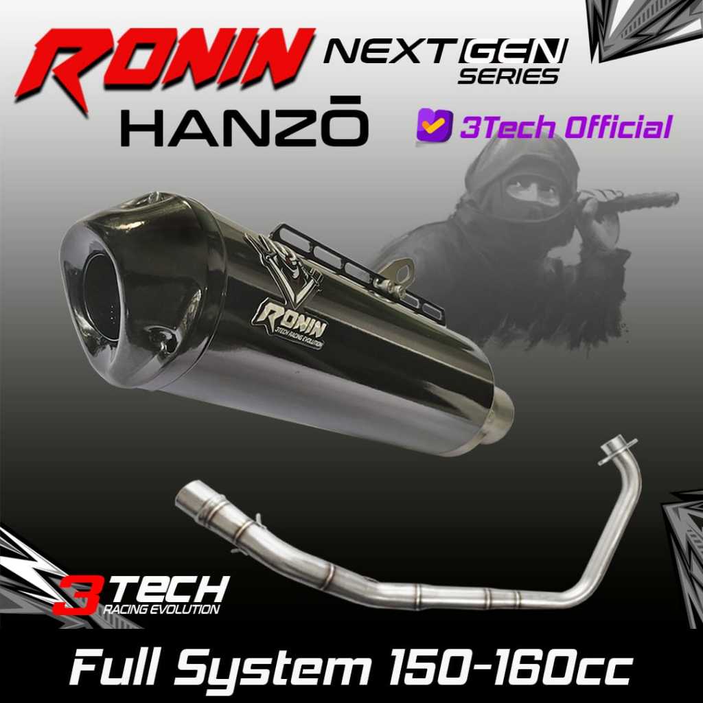 3TECH KNALPOT RONIN HANZO SILVER BLACK MATIC 125CC-160CC
