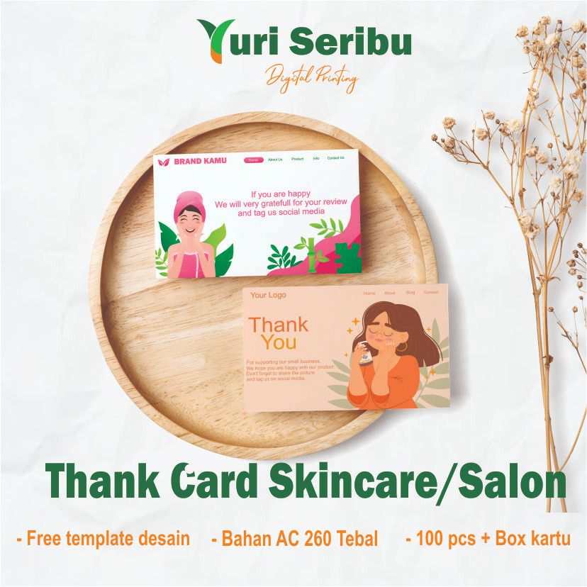 

Thankyou card skincare / Kartu Member salon 100 pcs + box