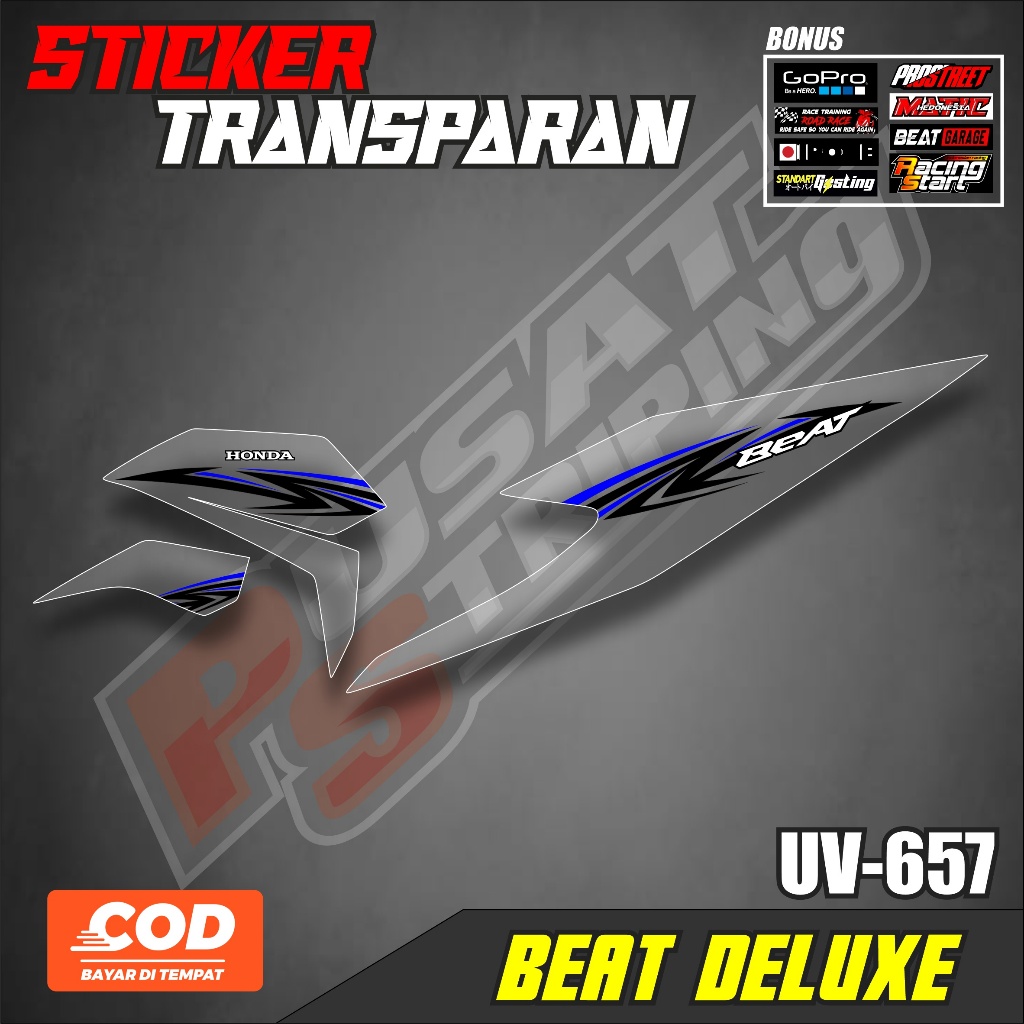 Sticker Striping Satu Set Motor Beat New Deluxe 2020 2021 2022 2023 Racing  Variasi Transparan UV