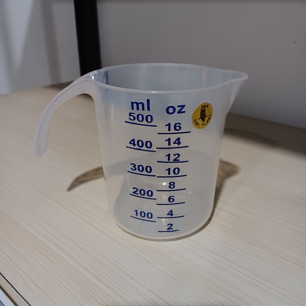 gelas ukur 500 ml / gelas takar kecil / gelas ukuran bening / gelas ukur owl / takaran gelas plastik