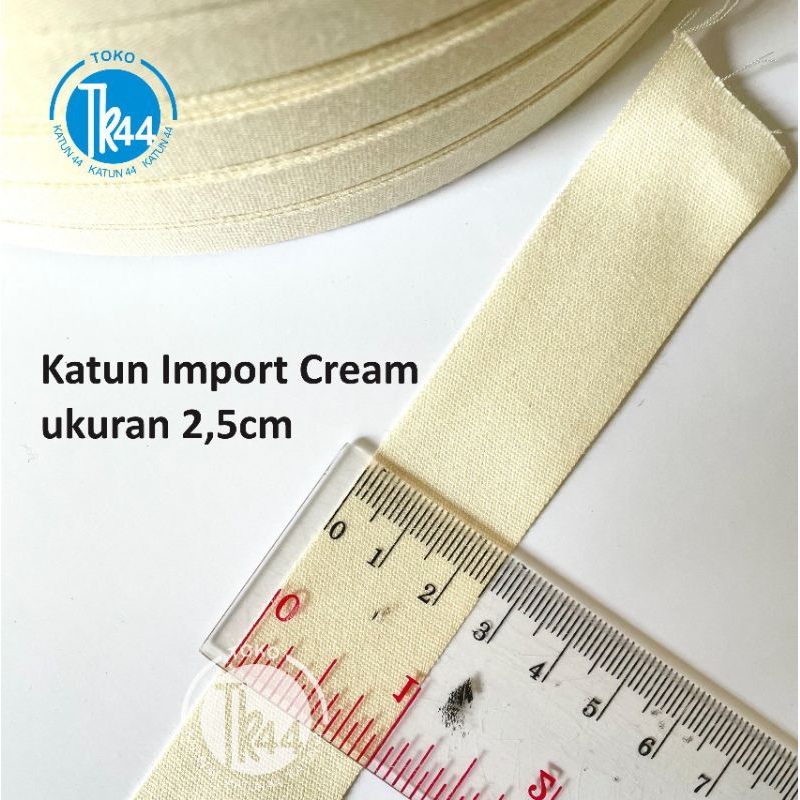 

pita label katun 2,5cm cream polos 100m