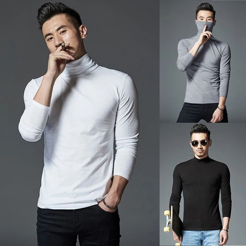 COD Premium Kaos Turtleneck Turtle Neck Pria Wanita Lengan Panjang Polos Model Korean Style Kerah Le