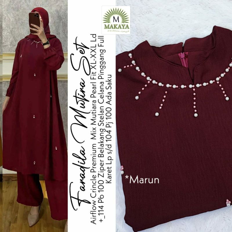 FARADILA MUTIARA SET ONE SET BAJU & CELANA APLIKASI MUTIARA