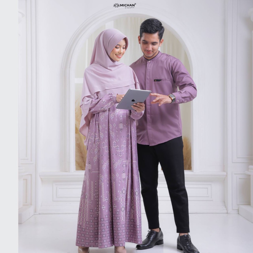 SARIMBIT LEBARAN MICHAN HAWA Lilac baju couple