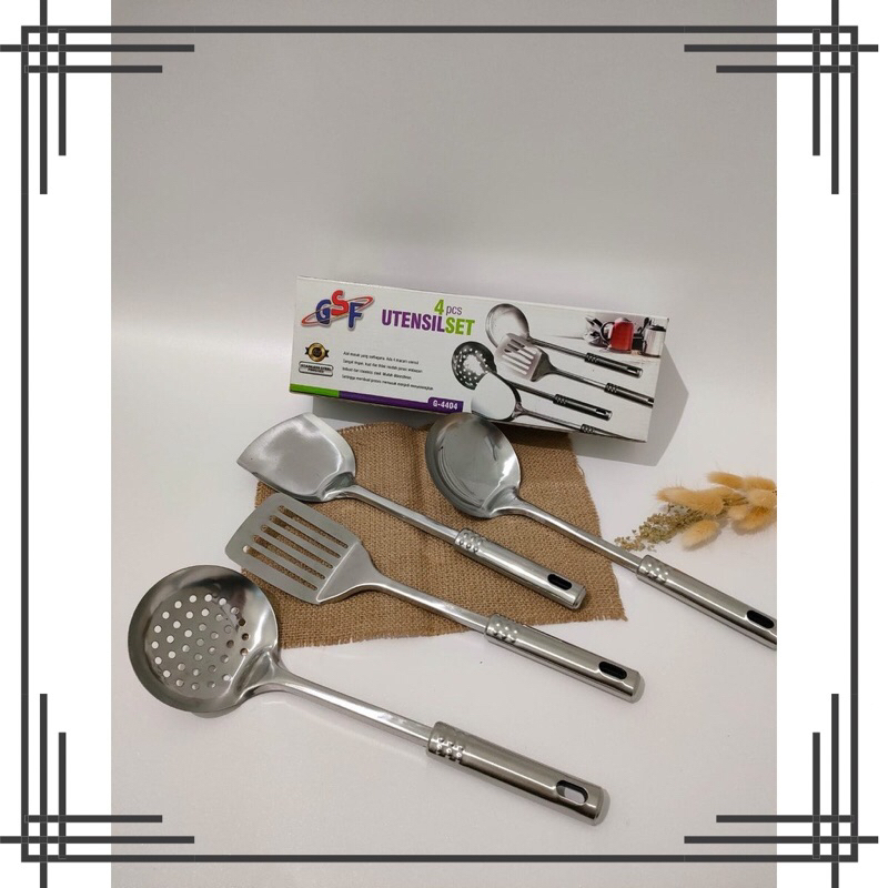 GSF Spatula Stainless Set 4 Pcs Set GSF-4404 Sutil Set Stainless Steel GSF 4404 4 Pcs Set Sutil Sode