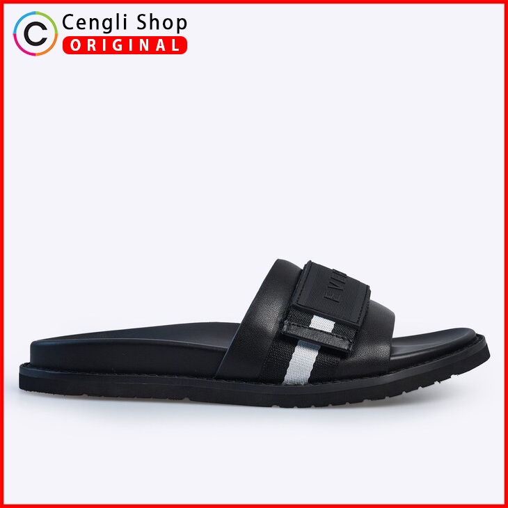 SANDAL KULIT EVERBEST PRIA ORIGINAL SLIDE CASUAL BRANDED HITAM EM25