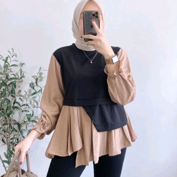 BestSeller AZELIAA TOP  BAJU KANTOR  KEMEJA KANTOR  ATASAN WANITA  BAJU WANITA  BLOUSE MUSLIM  PAKAI