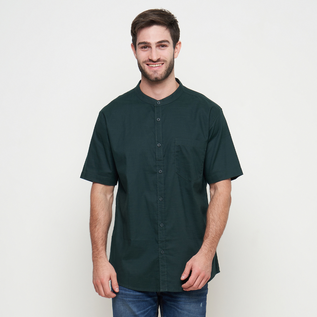 GABRIELLE KEMEJA PRIA KOKO LENGAN PENDEK REGULAR FIT COLOR SERIES (GREEN / YELLOW)