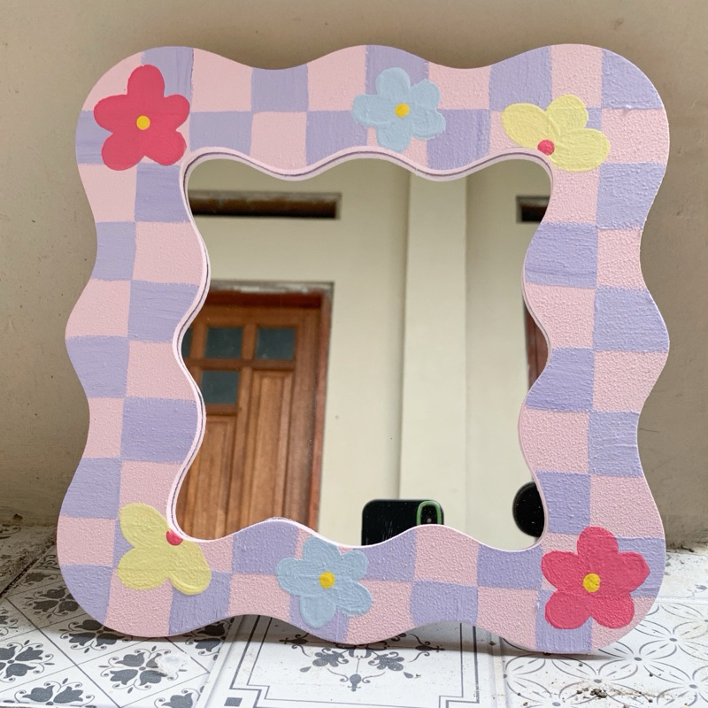 dinding standing mirror cermin aesthetic custom kaca vintage cermin souvenir mirror foam kaca rias m
