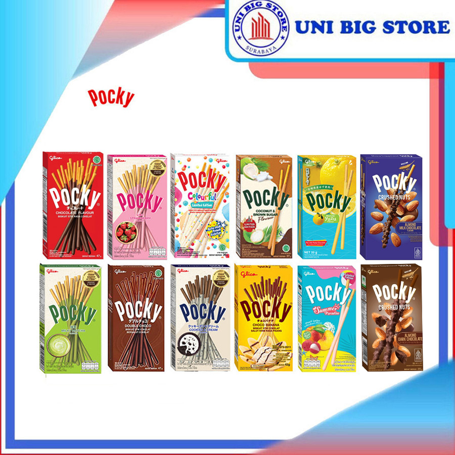 

Glico Pocky Stick Chocolate Coklat - Strawberry - Double Choco - Cookies Cream - Matcha - Choco Banana - Coconut Brown Sugar - Colourful Limited Edition - Miyazaki Yuzu