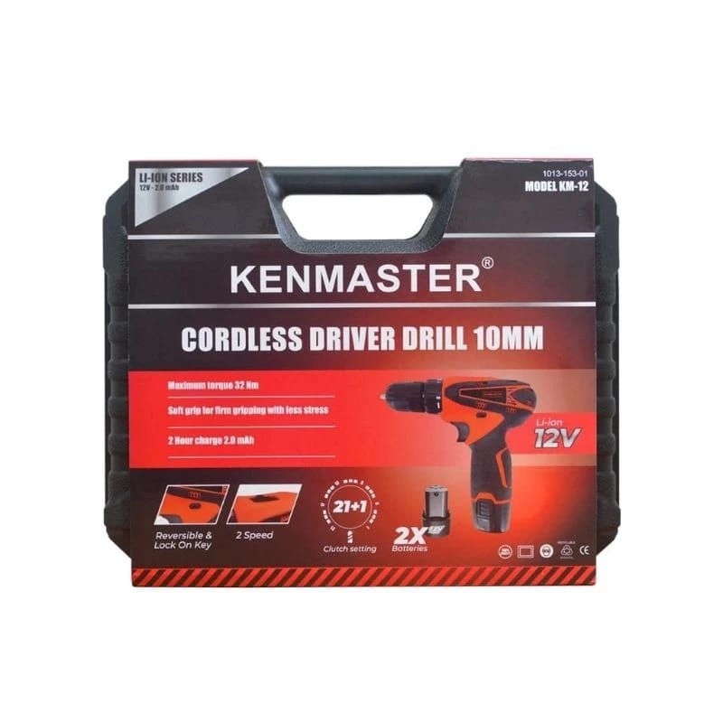 KENMASTER KM12  Mesin Bor Cordless Drill 10mm 12V   Bor 2  Baterai 12 Volt