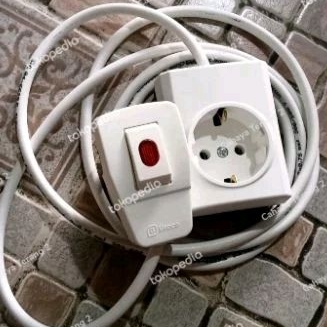 Stop kontak 1 Lubang Broco + Kabel + Steker Saklar Lampu Broco