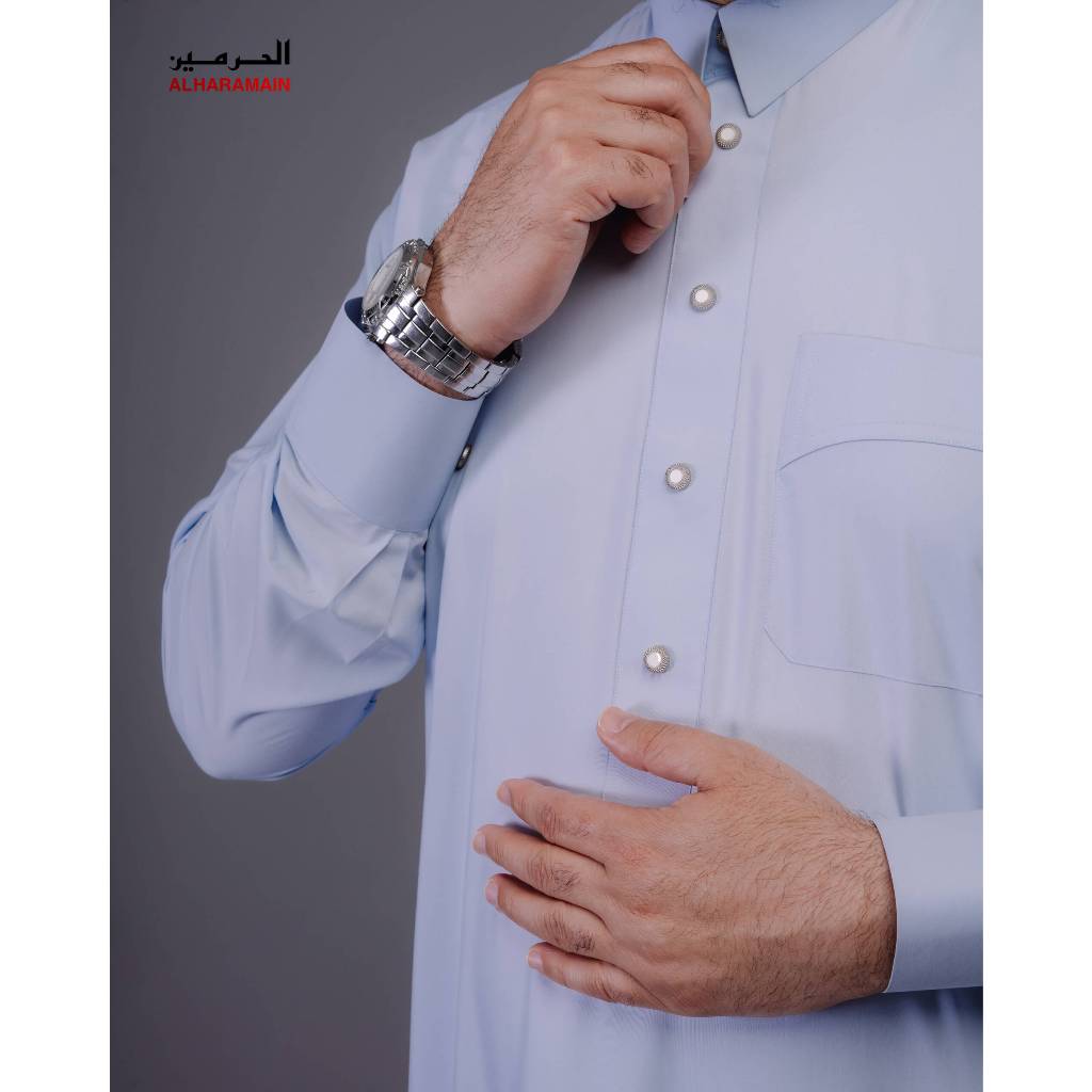 AL Haramain Jubah / Gamis Pria Dewasa Slimfit Manset Premium Series (L51) | Biru Gelap | Biru Terang | Gold | Sage-1