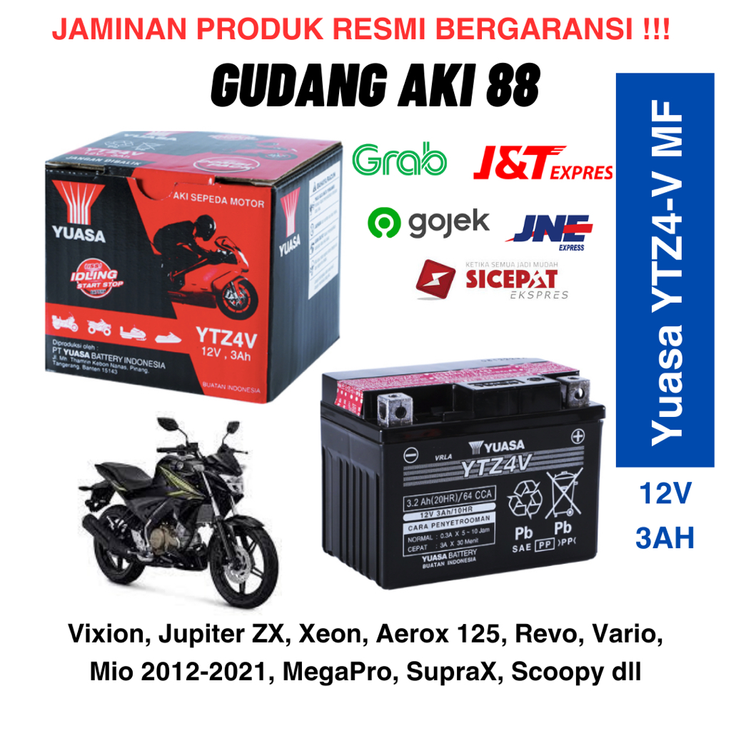 Aki Motor Yuasa YTZ4-V Vixion, Aerox 125, Jupiter ZX, Xeon, Revo