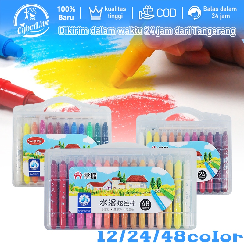 

48 Warna Crayon Grasp Mata Sedang Krayon Lembut Water Soluble Crayon