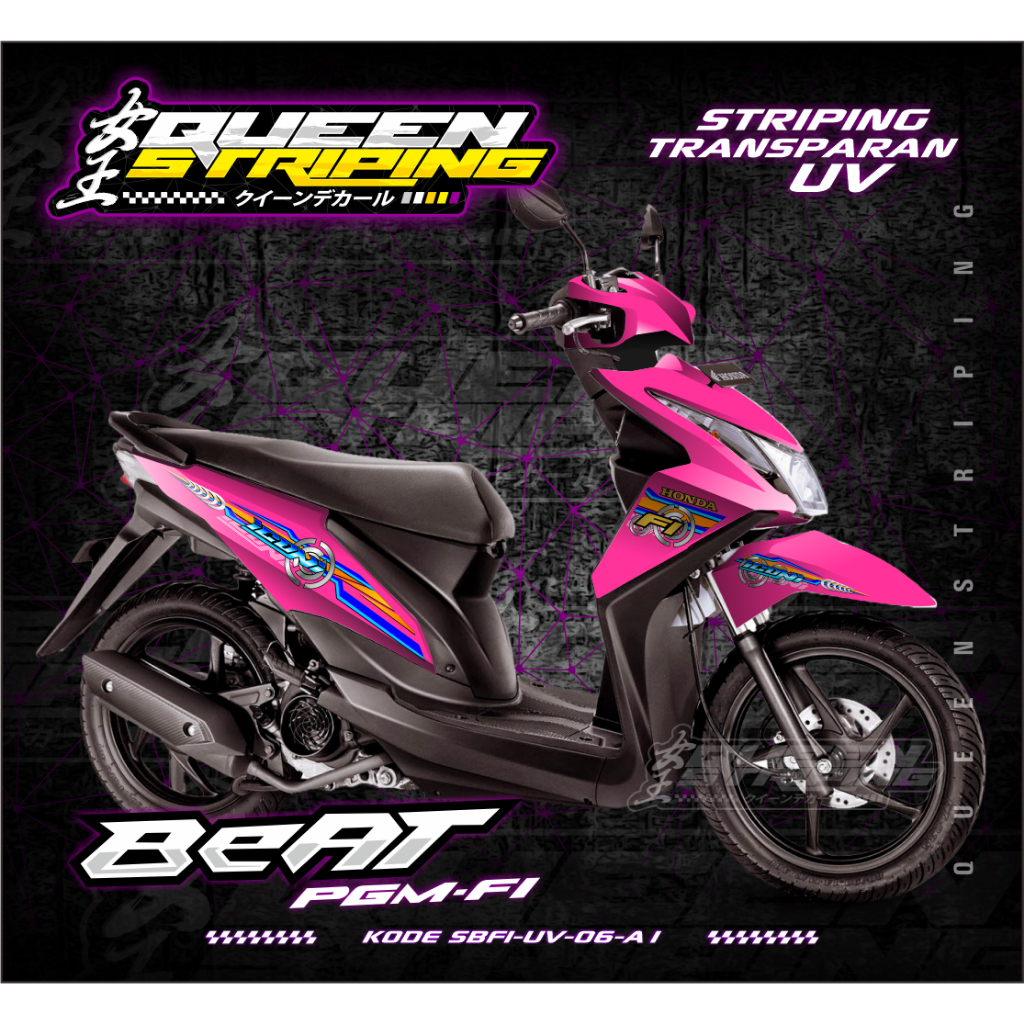 Stiker Striping UV Transparan Beat FI Desain Custom- Stiker Desain Motif Icon - SBFI