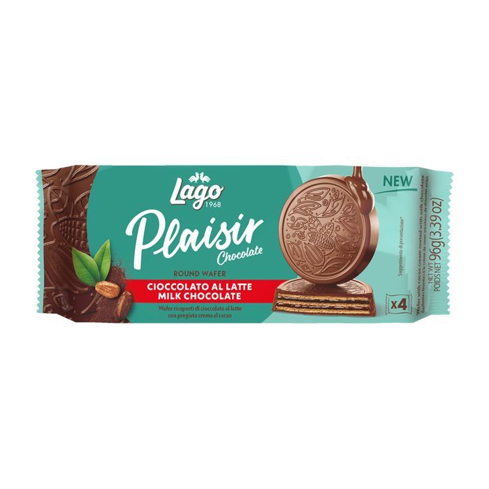 

LAGO Plasir Chocolate Round Wafer 96gram isi 4pcs asal Eropa