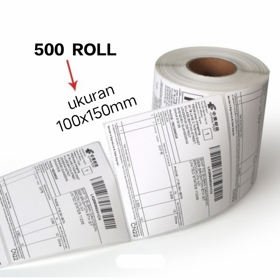 

LABEL THERMAL 100 x 150 KERTAS STICKER BARCODE RESI PENGIRIMAN 100*150mm ISI 500 PCS