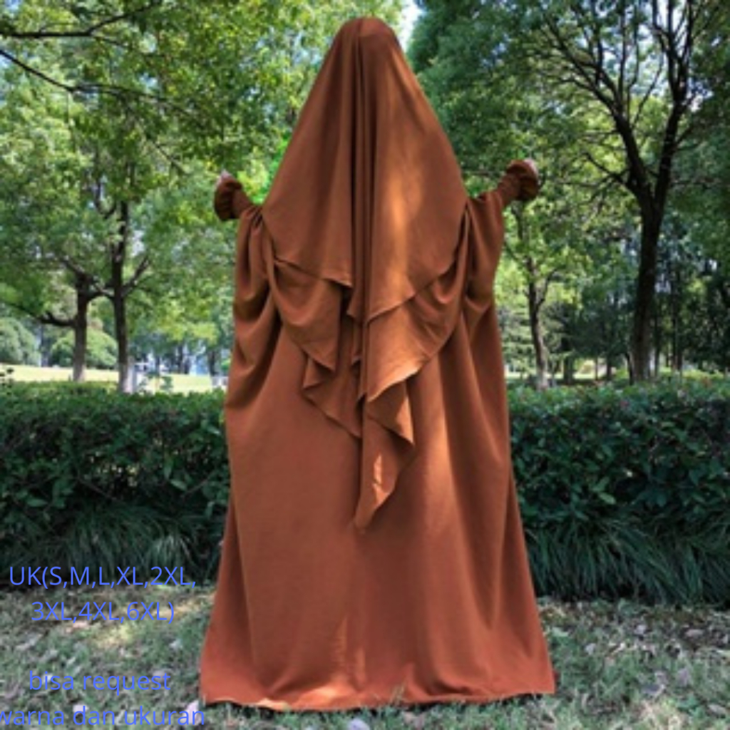 ABAYA MARYAM /french khimar 2 layer set gamis CRINCKLE   (FK12)