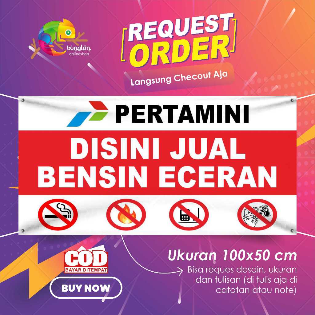 Spanduk 100x50 Pertamini Bensin Custom Desain