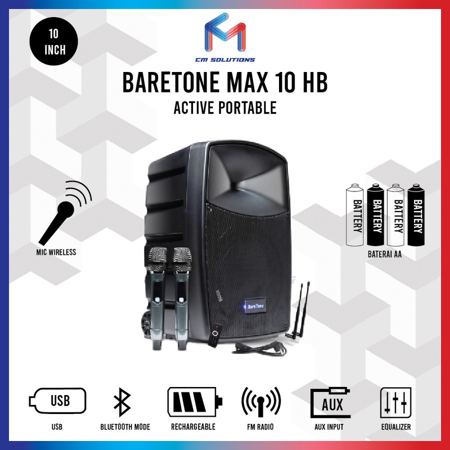 Speaker Portable Bluetooth BARETONE MAX10HB MAX10 HB MAX 10HB 10 inch Original
