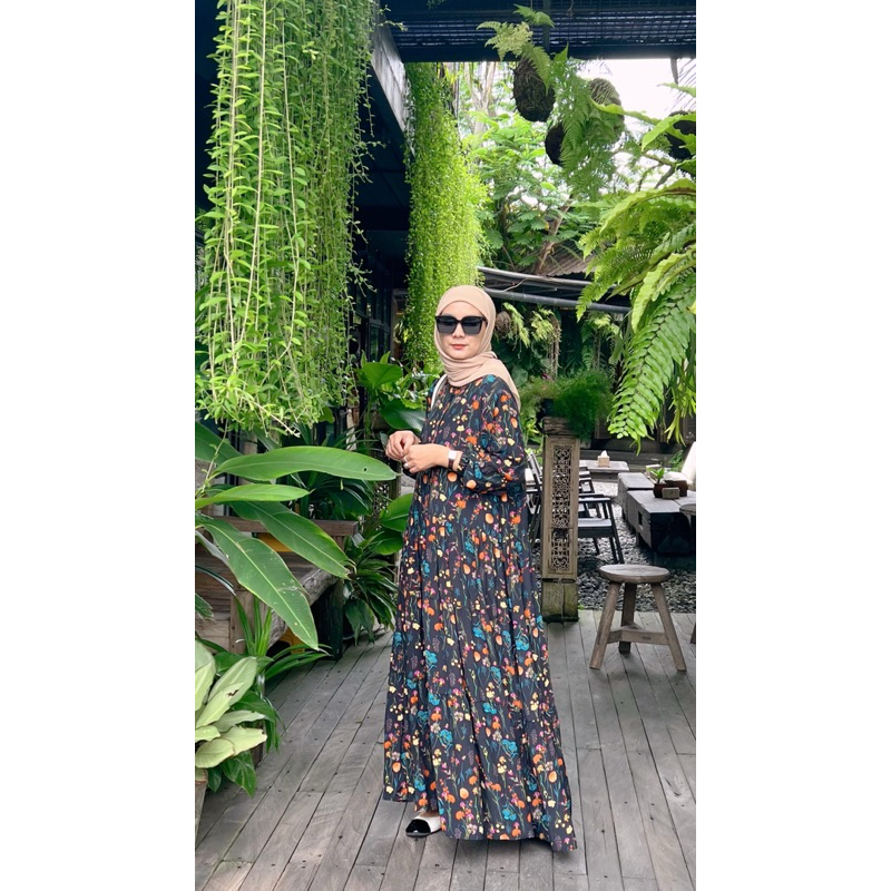 Kamazada | Rossa Dress | Gamis Korean style | Gamis pantai | gamis bunga | gamis floral | gamis mura