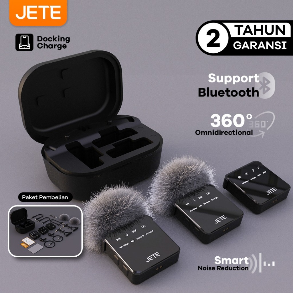 Microphone Wireless Bluetooth JETE MX2 4in1 with Docking Charge - Garansi 2th