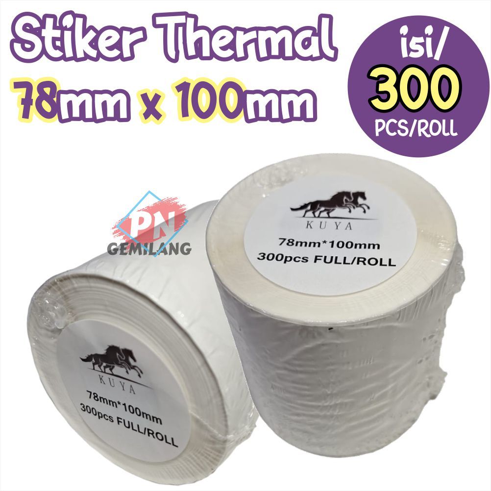 

STIKER LABEL RESI, STIKER THERMAL, STIKER BARCODE, 78MM X 100MM X 300pcs/roll
