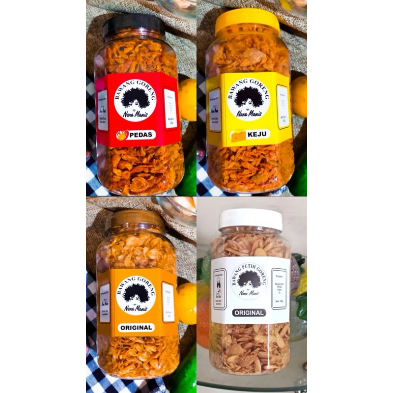 

Bawang Goreng Nona Manis 250gr | Original | Pedas | Keju