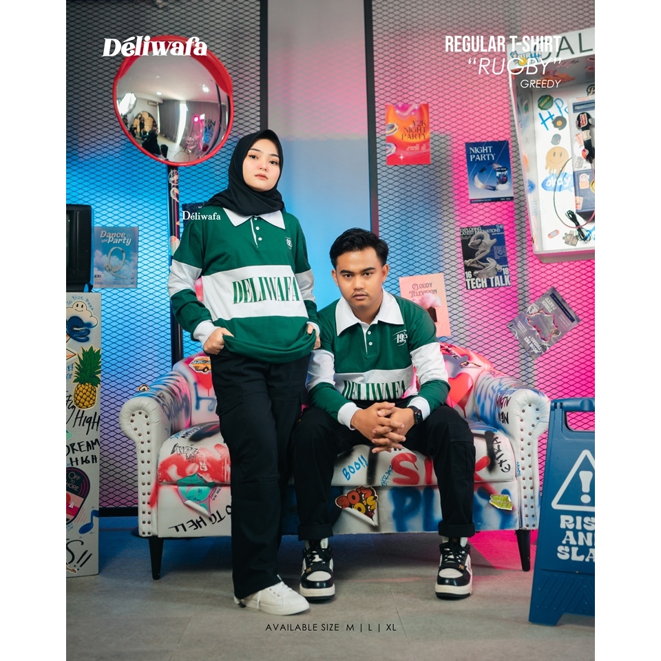 Original Deliwafa - Rugby | Longsleeve Polo Shirt | Kaos Pria Wanita