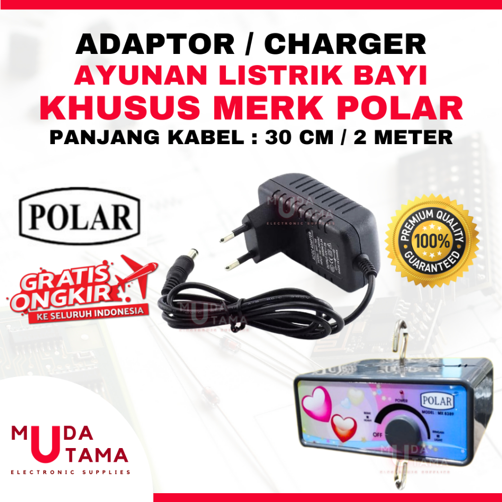 ADAPTOR AYUNAN LISTRIK BAYI POLAR - KABEL 2 Meter - BAGUS | CHARGER AYUNAN BAYI POLAR | CHARGER AYUN