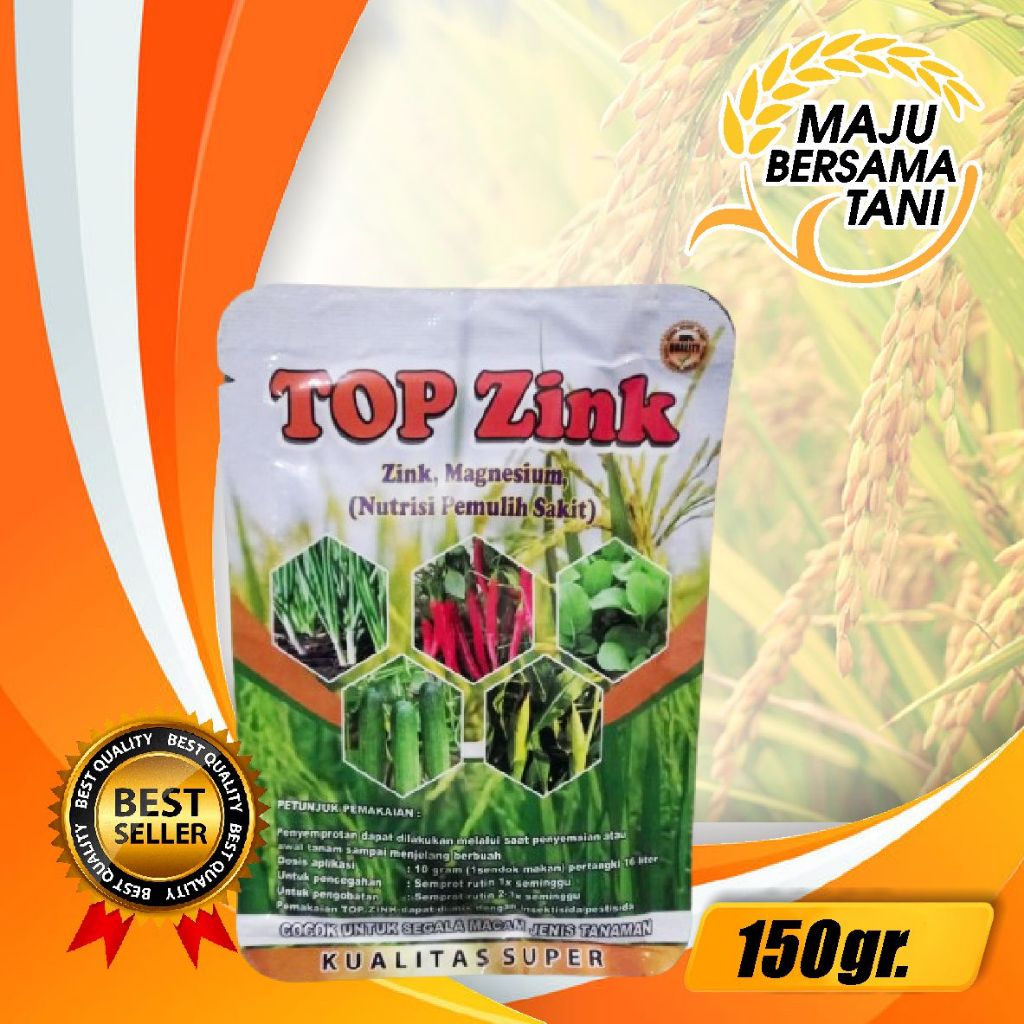 [ TERLARIS ] Pupuk Top Zink Padi 150 Gram Obat Memperbanyak Anakan Padi Obat Asam Asaman