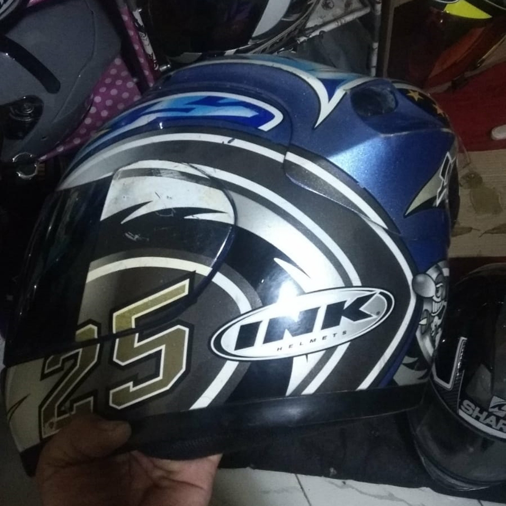 Helm INK CL 25 Motif Hornet Blue. Size M vit L
