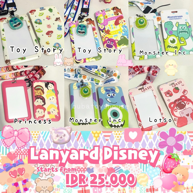 

Lanyard Disney Toy Story Princess Monster Inc University Sulley Mike Lotso rapunzel belle jasmine ariel vanellope cinderella snow white buzz lightyear woody bo peep id card kantor flazz pc holder case kartu tempat name tag kalung