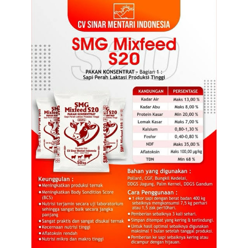 MITRA SATWA Ecer Konsentrat Sapi Kambing SMG Mixfeed S20 1kg