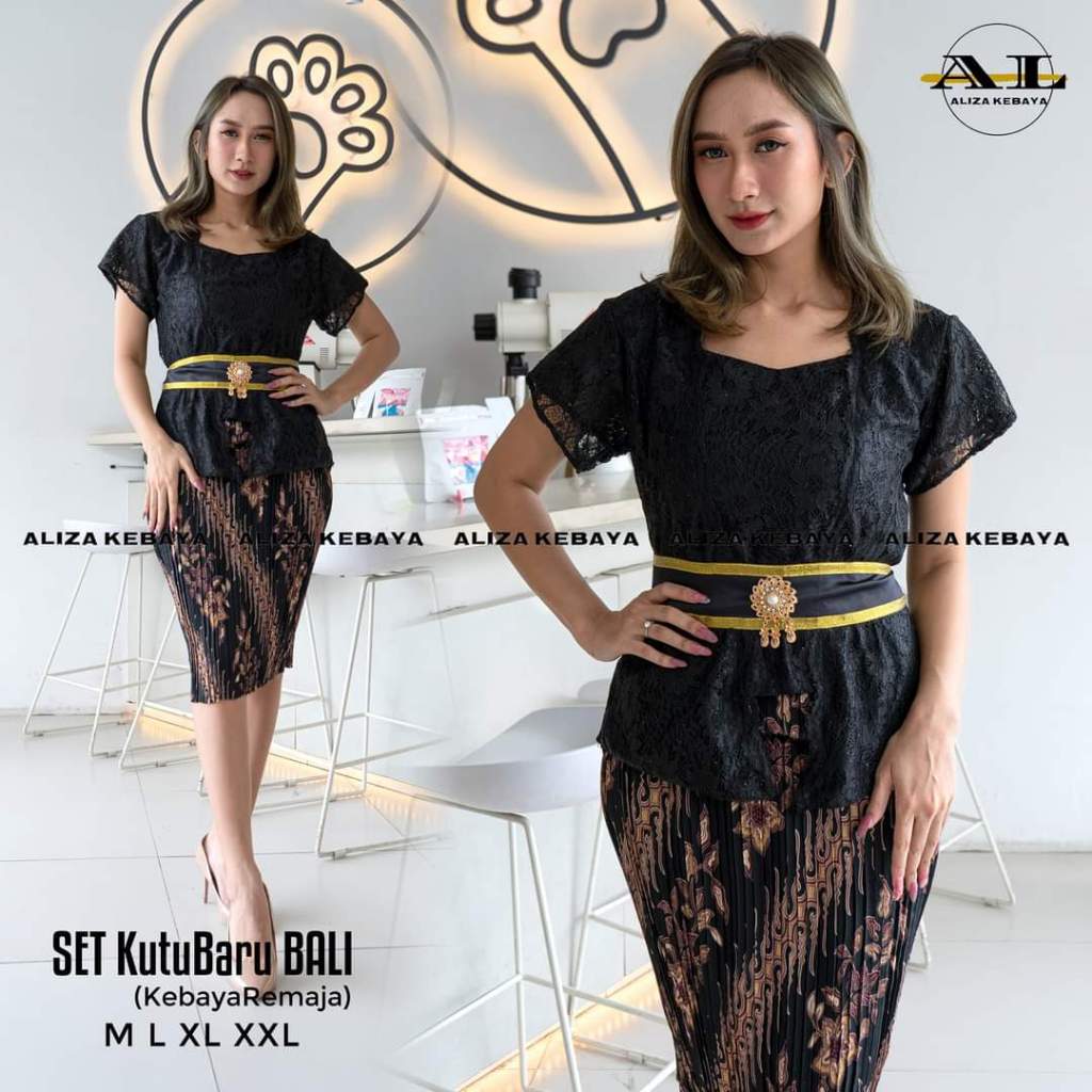Set kebaya bali brokat pita pinggang lengan pendek kebaya bali rok pendek kebaya terbaru kebaya acar