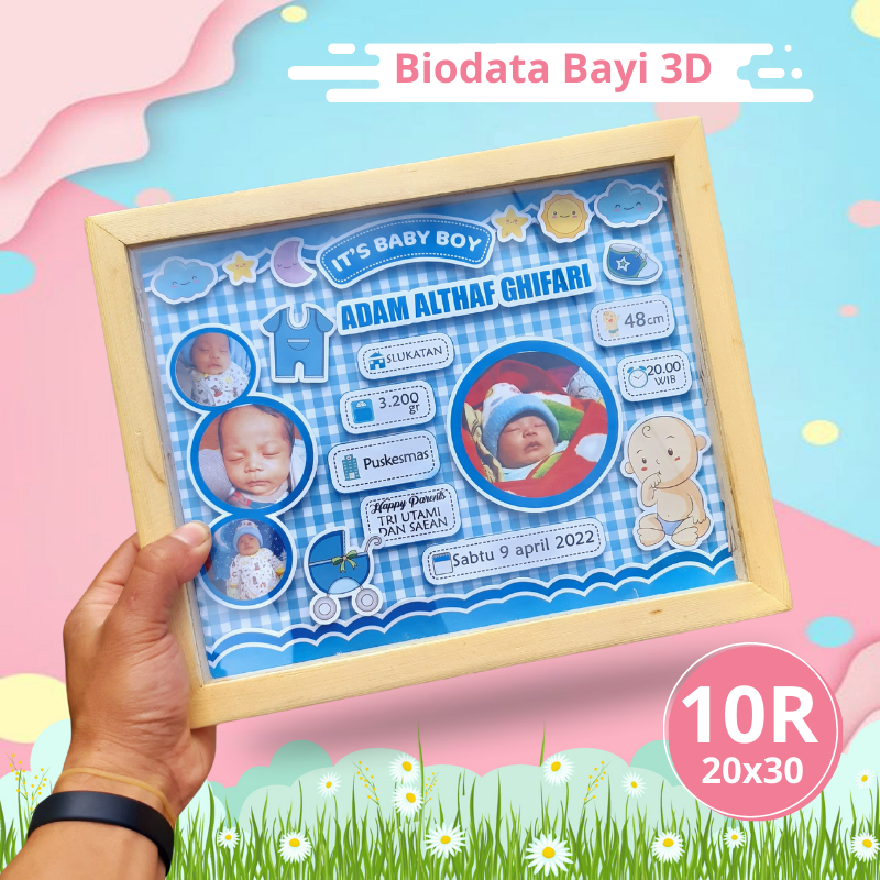 POP UP 3D Biodata Bayi / FOTO BIODATA BAYI 3D /POP UP / UKURAN 10R