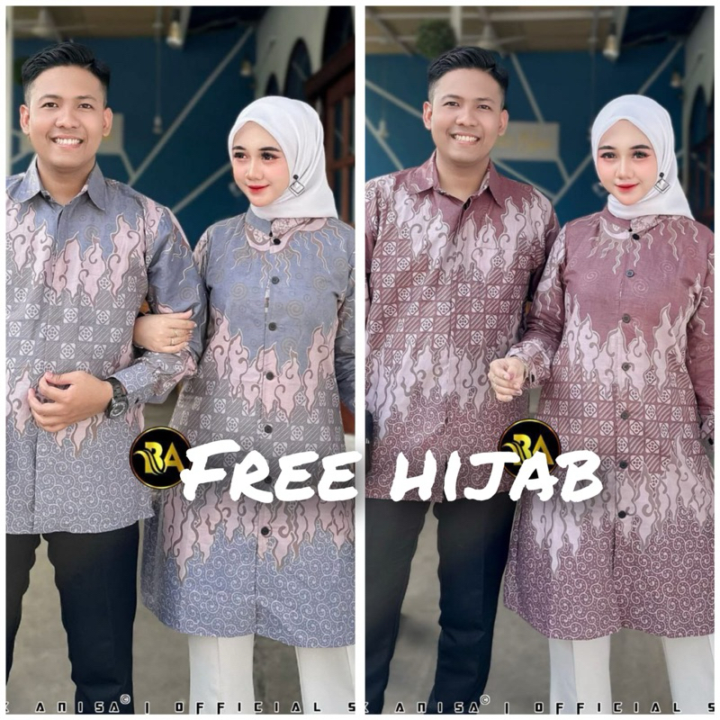 Batik Tunik Couple Modern M L XL XXL JUMBO Set Pakaian Couple Kemeja Blouse Tunik Terlaris
