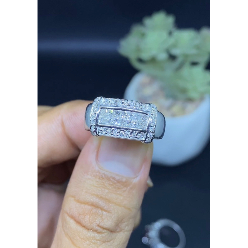 Cincin Berlian Cincin Emas Berlian Eropa Emas Putih 18k 750