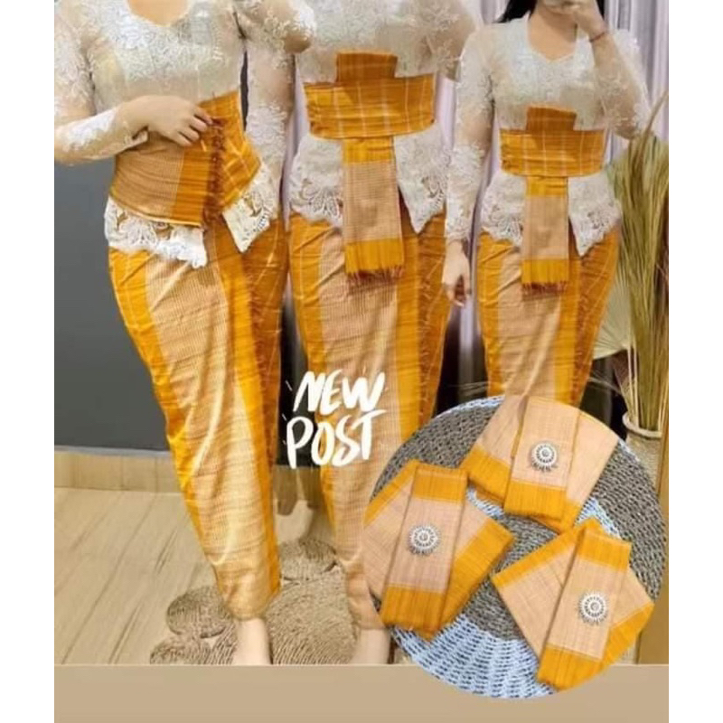 kamen lembaran endek dobol incl selendang kuning