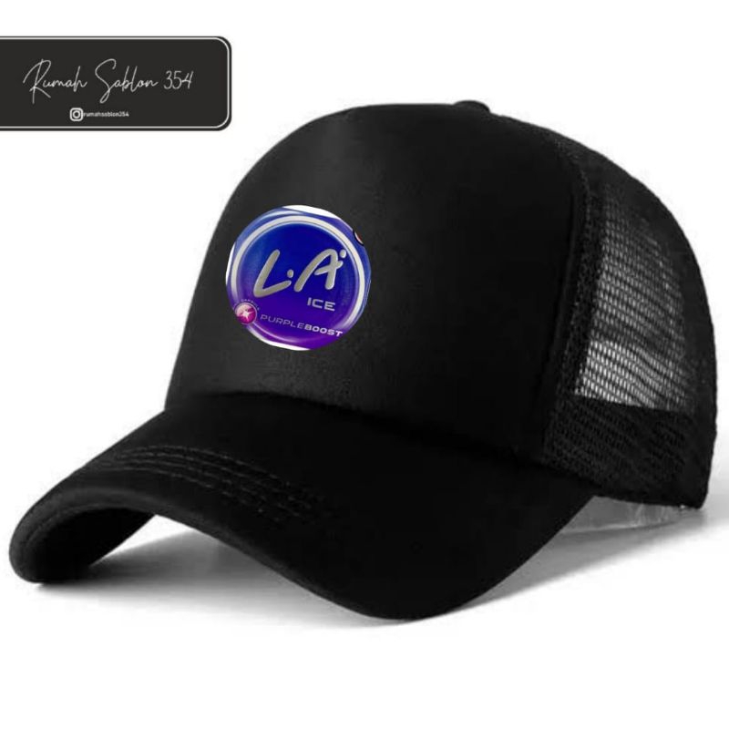 Topi LA ICE PURPLE BOOST logo L.A | trucker baseball caps hat | snapback hitam jaring pria wanita de
