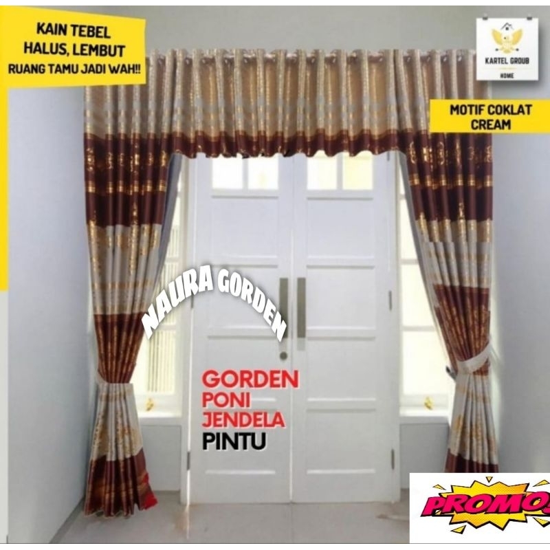 Gorden satu set Pintu tengah Jendela Ruang tamu Blackout import Lebar 3meter Jendela Rumah Minimalis